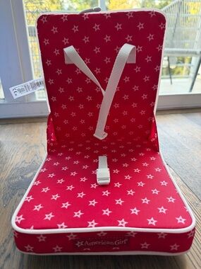 American Girl Red Star Pattern Doll Booster Seat with White Straps